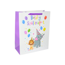 Fakopáncs Ajándéktasak - közepes (boldog szülinapot, elefánt és oroszlán) party kellék