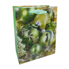 Fakopáncs Ajándéktasak - közepes (zöld karácsonyfadíszek) party kellék