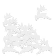 Fakopáncs Dekorációs figura (18db-os, fehér, kicsi szarvas) karácsonyi dekoráció