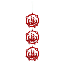 Fakopáncs Dekorációs figura (3db-os, lógó, piros koszorú) karácsonyi dekoráció