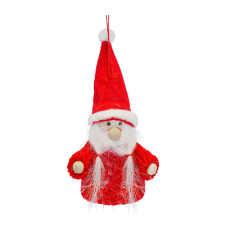 Fakopáncs Karácsonyfadísz (manó, kötött piros ruhában, copfos szakállal) karácsonyfadísz