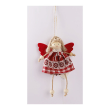 Fakopáncs Karácsonyi dekoráció (angyal, piros-kockás ruhában) karácsonyi dekoráció