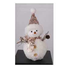 Fakopáncs Karácsonyi dekoráció (hóember flitteres sállal-sapkával, 22 cm) karácsonyi dekoráció