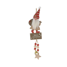 Fakopáncs Karácsonyi dekorációs figura (Mikulásfehér csíkos, csillagos sapkában) karácsonyi dekoráció