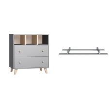 FAKTUM Colette Szürke Komód + Pelenkázó Toldalék - Arctic Szürke/Sonoma Tölgy pelenkázó