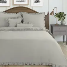  Falbanka pamut ágyneműhuzat Bézs 140x200 cm - 70x80 cm 1db lakástextília