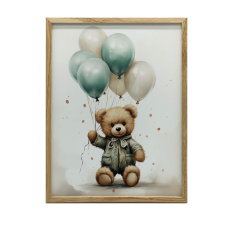 FALI PLAKÁT ALUMÍNIUM KERETBŐL BEAR BALLON WORLD 70x100 CM grafika, keretezett kép