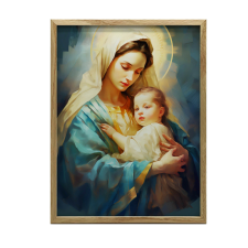 FALI PLAKÁT ANYA GONDOZÓ MÁRIA JÉZUS ARANY KERETTEL 50x70 CM grafika, keretezett kép