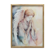 FALI PLAKÁT ARANY ALUMÍNIUM KERETBEN IMÁDÓ ANGYAL 30x40 CM grafika, keretezett kép