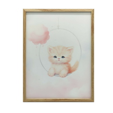  FALI PLAKÁT ARANY ALUMÍNIUM KERETBEN JOYFUL CAT 40x50 CM grafika, keretezett kép