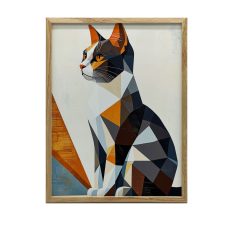 FALI PLAKÁT ARANY ALUMÍNIUM KERETBEN, MACSKA GEOMETRIA 30x40 CM grafika, keretezett kép