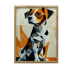  FALI PLAKÁT ARANY ALUMÍNÍV KERETBEN KUTYA GEOMETRIÁBAN 30x40 grafika, keretezett kép