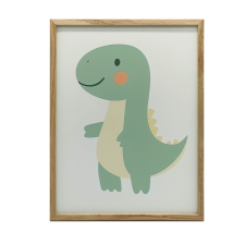 FALI PLAKÁT ARANY KERETBEN MOSOLYOGÓ DINOSZAURUS 50x70 grafika, keretezett kép