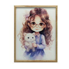 FALI PLAKÁT ARANY KERETBEN, SZEMÜVEGES LÁNY 70x100 CM grafika, keretezett kép