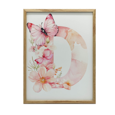 FALI PLAKÁT D BETŰ VIRÁGOK PILLANGÓ 30x40 CM ALUMÍNIUM KERETTEL grafika, keretezett kép