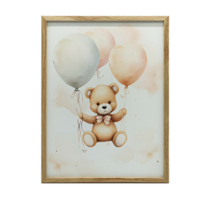 FALI PLAKÁT EGY MEDVÉRŐL Léggömbös utazáson GYERMEKEKNEK 30x40 KERET NÉLKÜL grafika, keretezett kép