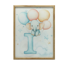 FALI PLAKÁT ELEFÁNT BETŰ ÉS ARANY KERETEN 30x40 CM grafika, keretezett kép