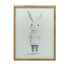 FALI PLAKÁT FA KERETBEN ARNYOS NYÚL 50x70 CM grafika, keretezett kép