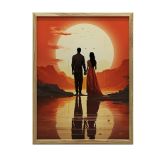 FALI PLAKÁT FA KERETBEN EGY PILLANAT KÉT ROMANTIKUSHOZ 50x70 CM grafika, keretezett kép
