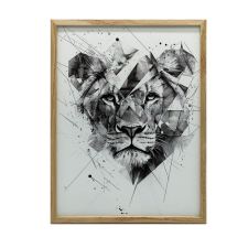  FALI PLAKÁT FAKERETES OROSZLÁN GEOMETRIÁBAN 50x70 CM grafika, keretezett kép