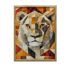 FALI PLAKÁT FAKERETES OROSZLÁN GEOMETRIÁBAN 70x100 CM grafika, keretezett kép