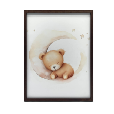  FALI PLAKÁT FEKETE KERETBEN MEDVE A HOLDFELHŐN 70x100 grafika, keretezett kép