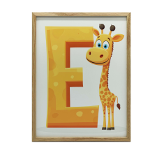 FALI PLAKÁT FEKETE KERETBEN MOSOLYGÓ ZSIRÁF E BETŰ 50x70 grafika, keretezett kép