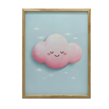 FALI PLAKÁT FEKETE RÓZSASZÍN FELHŐKERETBEN 40x50 CM grafika, keretezett kép