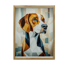 FALI PLAKÁT GOLDEN BEAGLE KERETBEN GEOMETRIÁBAN 40x50 CM MATT grafika, keretezett kép