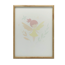 FALI PLAKÁT KIS TÜNDÉR RÓZSASZÍN HAJ SÖTÉTBARNA KERET 70x100 CM grafika, keretezett kép