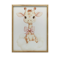 FALI PLAKÁT KIS ZSIRÁF FELHŐN ARANY KERETBEN 30x40 CM grafika, keretezett kép