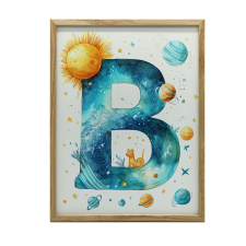 FALI PLAKÁT KOZMIKUS MOTÍVUMOK B BETŰ ARANY KERETBEN 50x70 CM grafika, keretezett kép