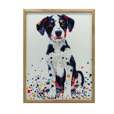 FALI PLAKÁT KUTYÁVAL SZÍNES MOZAIKBAN 70x100 CM ARANY KERET grafika, keretezett kép