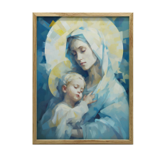FALI PLAKÁT MÁRIA JÉZUSBABÁVAL KERETBEN 30x40 CM grafika, keretezett kép