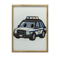 FALI PLAKÁT RENDŐRAUTÓ FA KERETBEN 70x100 CM grafika, keretezett kép