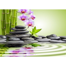  Falikép Bazalt kövek, orchideák, bambusz, zen, 350 x 200 cm tapéta, díszléc és más dekoráció