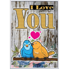  Falikép – I love you, madaras (videóvetítő opcióval) grafika, keretezett kép