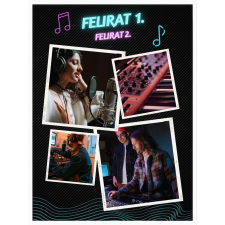  Falikép kollázs több fotóból zenei (videóvetítő opcióval) grafika, keretezett kép