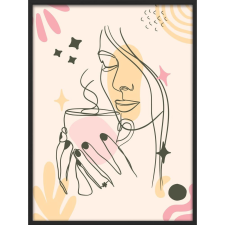  Falikép – Lány kávéval  (videóvetítő opcióval) grafika, keretezett kép