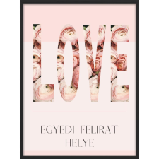 Falikép – LOVE felirat rózsákkal (videóvetítő opcióval) grafika, keretezett kép