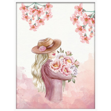  Falikép – Nő virágcsokorral (videóvetítő opcióval) grafika, keretezett kép