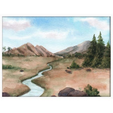  Falikép – Tájkép folyóval (videóvetítő opcióval) grafika, keretezett kép