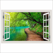  Falmatrica Ablak Fapadló a folyó felett az erdőben, 200 x 135 cm tapéta, díszléc és más dekoráció