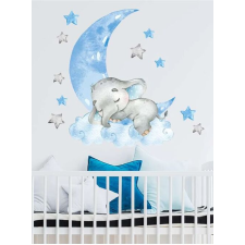Falmatrica gyerekszobába, BRUP Home Decor - Elefánt a holdon, kék gyerekszoba dekoráció