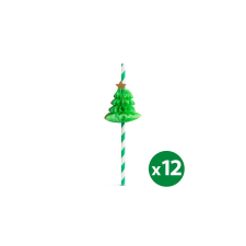 Family 12 db Papír szívószál 3D fenyőfa díszítéssel sütés és főzés