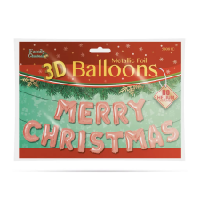 Family 3D Karácsonyi "Merry Christmas" lufi - rozéarany karácsonyi dekoráció