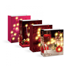 Family Ajándéktasak - 10 melegfehér LED, papír - 265 x 127 x 330 mm - 4 féle / csomag ajándéktasak