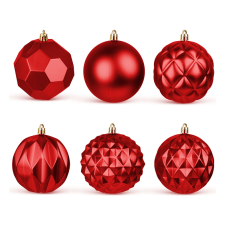 FAMILY CHRISTMAS Karácsonyfadísz szett - gömbdísz - piros - 6 db / csomag karácsonyfadísz
