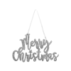 FAMILY CHRISTMAS Karácsonyi dekoráció, "Merry Christmas" felirat, 20 x 12 cm, ezüst (58541B)