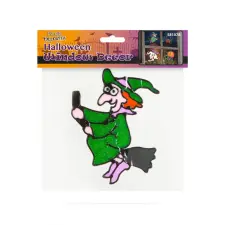Family Halloween-i ablakdekor - színes csillámos boszorkány 58107B dekoráció